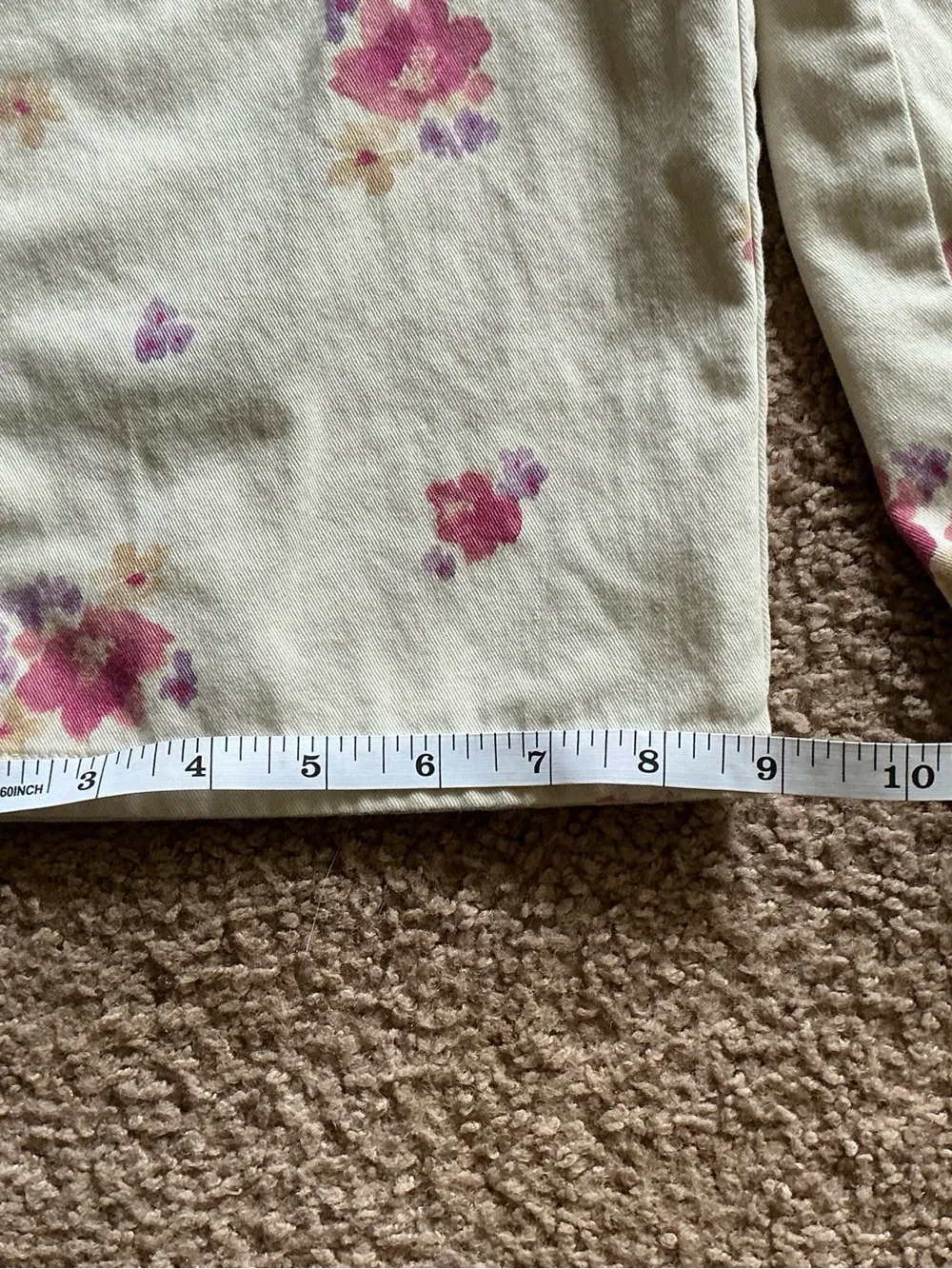 Oshkosh B’Gosh Girls Size 8/8A Floral Wide Leg Jumpsuit Cream Pink Pockets